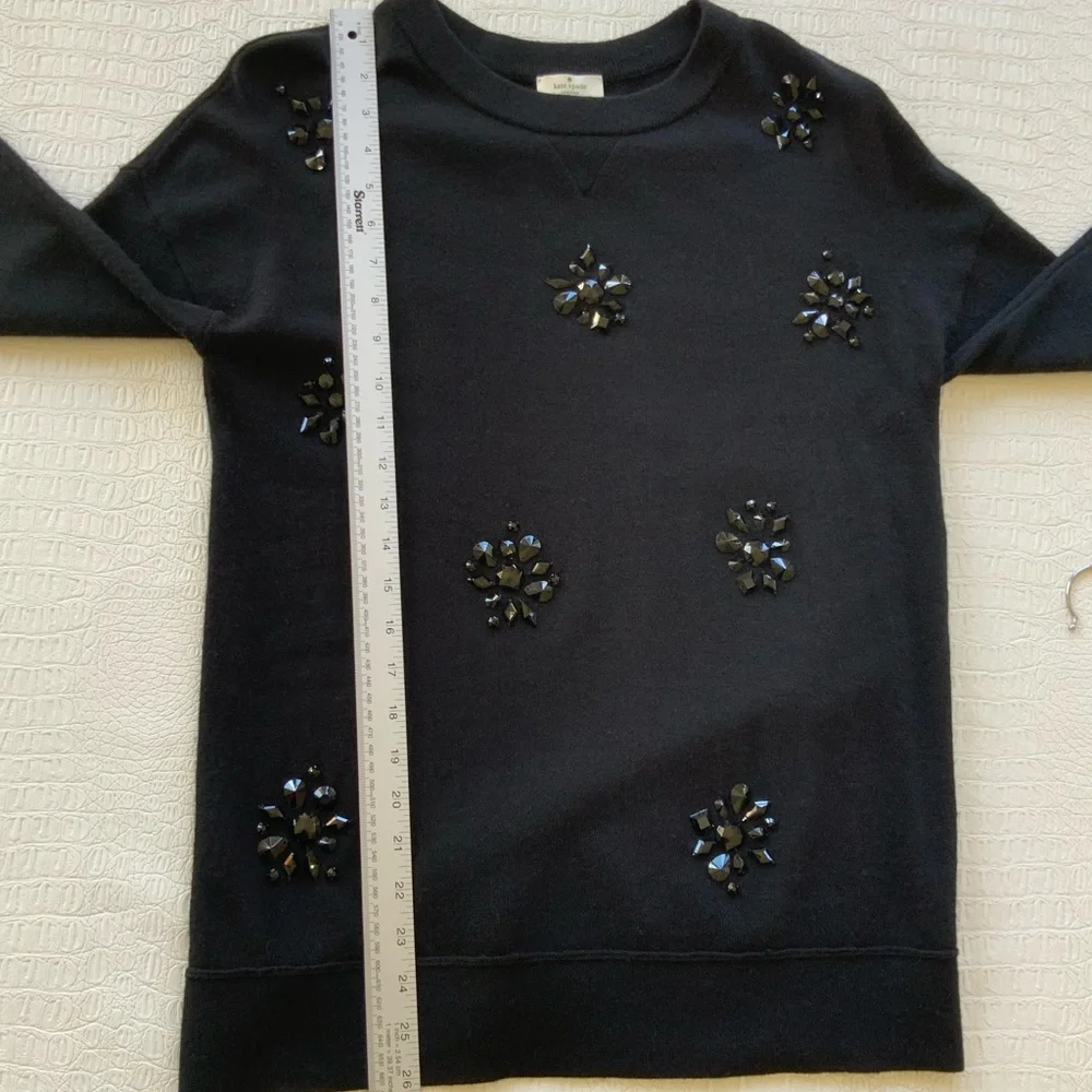 Kate Spade black wool blend embellished sweater M